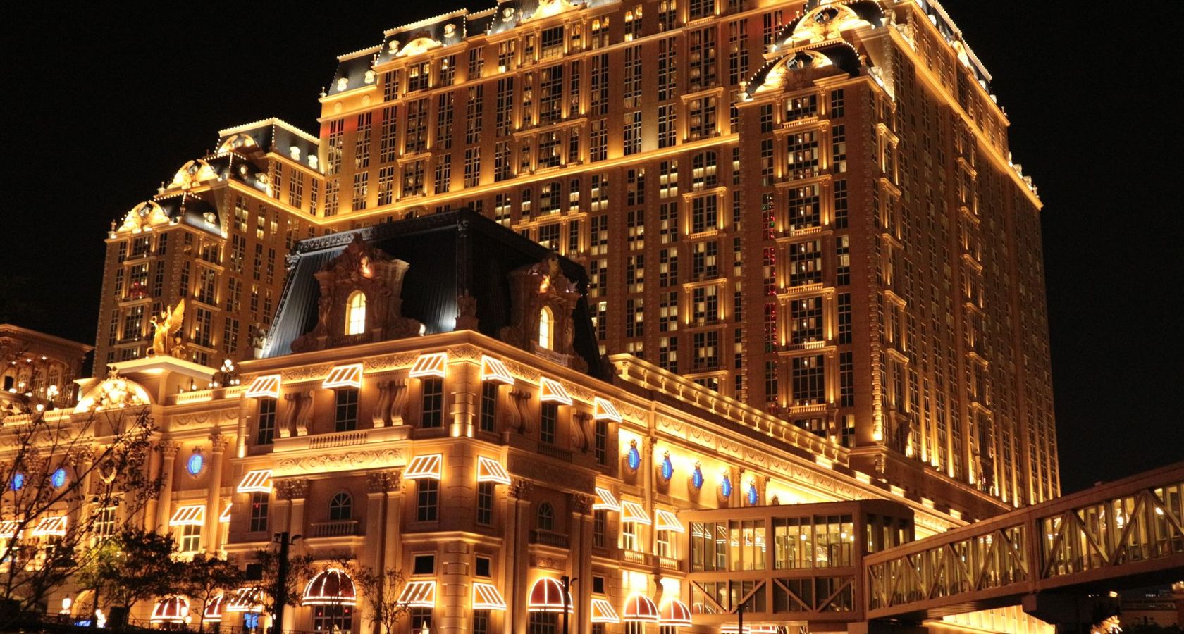 Casino resort hotel lit up at night